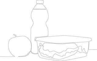 een lunch menu voor school- een lijn tekening vector