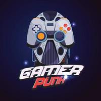 gamer-logo. robotkop met gamecontroller vector