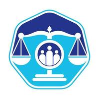 gerechtigheid mensen logo ontwerp vector. wet firma en mensen logo icoon sjabloon ontwerp. vector