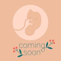 komt eraan spoedig bevalling prenataal periode klein kind embryo verloskundige zorg vector