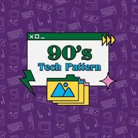 technologie themed patroon motief met 90s stijl met aantrekkelijk uiterlijk. welke is geschikt voor uw ontwerp retro achtergrond thema vector