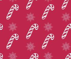 snoep stok en sneeuwvlok voor Kerstmis vector naadloos patroon