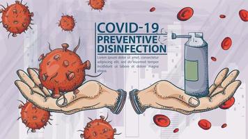 covid-19 banner voor preventieve desinfectie vector