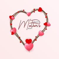 gelukkig moeders dag kaart sjabloon met hand- getrokken liefde hart vector