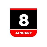 8 januari vector kalender vector icoon. 8 jan kaart.