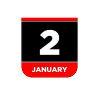 2 januari kalender vector icoon. 2 jan kaart bladzijde.