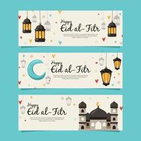 handgetekende eid al-fitr-bannerset vector