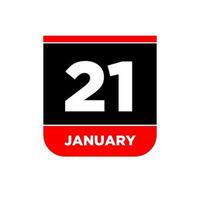 21e januari vector kalender bladzijde. 21 jan icoon.