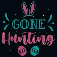 gelukkig Pasen dag ei jager konijn typografisch t-shirt ontwerp vector