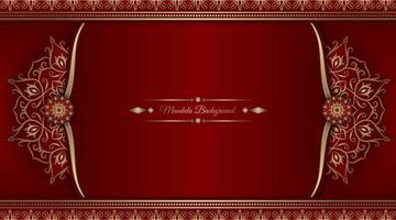 rood luxe achtergrond, met goud mandala ornament vector