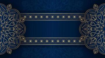 luxe mandala achtergrond, blauw en goud, ontwerp vector