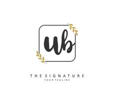 u b ub eerste brief handschrift en handtekening logo. een concept handschrift eerste logo met sjabloon element. vector