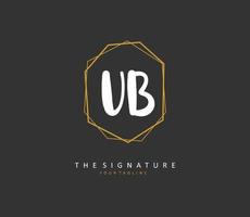 u b ub eerste brief handschrift en handtekening logo. een concept handschrift eerste logo met sjabloon element. vector