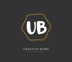 u b ub eerste brief handschrift en handtekening logo. een concept handschrift eerste logo met sjabloon element. vector