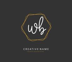 w b wb eerste brief handschrift en handtekening logo. een concept handschrift eerste logo met sjabloon element. vector