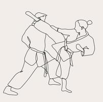 minimalistische karate lijn kunst, extreem sport, bokser atleet, gemakkelijk schetsen, schets tekening, vector illustratie, zwart lijnen