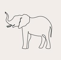 minimalistische olifant lijn kunst, dieren in het wild, gemakkelijk schetsen, zwart wit schets vector