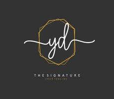 yd eerste brief handschrift en handtekening logo. een concept handschrift eerste logo met sjabloon element. vector