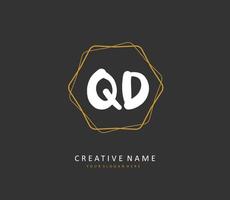 qd eerste brief handschrift en handtekening logo. een concept handschrift eerste logo met sjabloon element. vector