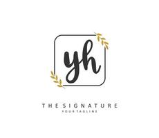 y h ja eerste brief handschrift en handtekening logo. een concept handschrift eerste logo met sjabloon element. vector