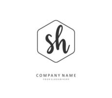 s h sh eerste brief handschrift en handtekening logo. een concept handschrift eerste logo met sjabloon element. vector