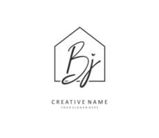 bj eerste brief handschrift en handtekening logo. een concept handschrift eerste logo met sjabloon element. vector