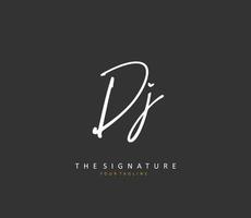 dj eerste brief handschrift en handtekening logo. een concept handschrift eerste logo met sjabloon element. vector