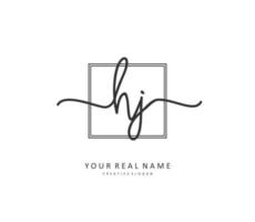 hj eerste brief handschrift en handtekening logo. een concept handschrift eerste logo met sjabloon element. vector