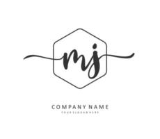 mj eerste brief handschrift en handtekening logo. een concept handschrift eerste logo met sjabloon element. vector