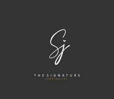 sj eerste brief handschrift en handtekening logo. een concept handschrift eerste logo met sjabloon element. vector