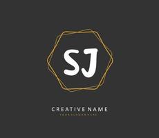 sj eerste brief handschrift en handtekening logo. een concept handschrift eerste logo met sjabloon element. vector