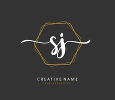 sj eerste brief handschrift en handtekening logo. een concept handschrift eerste logo met sjabloon element. vector