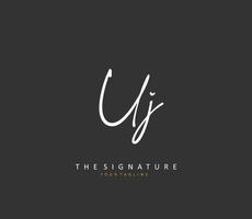 uj eerste brief handschrift en handtekening logo. een concept handschrift eerste logo met sjabloon element. vector