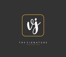 vj eerste brief handschrift en handtekening logo. een concept handschrift eerste logo met sjabloon element. vector