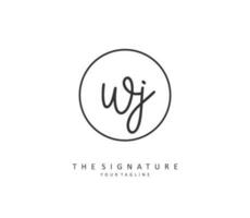 wj eerste brief handschrift en handtekening logo. een concept handschrift eerste logo met sjabloon element. vector