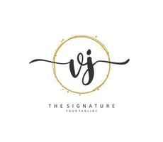 vj eerste brief handschrift en handtekening logo. een concept handschrift eerste logo met sjabloon element. vector