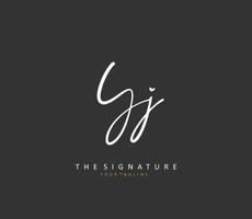 yj eerste brief handschrift en handtekening logo. een concept handschrift eerste logo met sjabloon element. vector