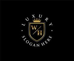 eerste wie? brief Koninklijk luxe logo sjabloon in vector kunst voor restaurant, royalty, boetiek, cafe, hotel, heraldisch, sieraden, mode en andere vector illustratie.