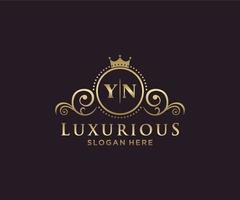 eerste yn brief Koninklijk luxe logo sjabloon in vector kunst voor restaurant, royalty, boetiek, cafe, hotel, heraldisch, sieraden, mode en andere vector illustratie.