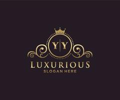 eerste yy brief Koninklijk luxe logo sjabloon in vector kunst voor restaurant, royalty, boetiek, cafe, hotel, heraldisch, sieraden, mode en andere vector illustratie.