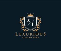 eerste zi brief Koninklijk luxe logo sjabloon in vector kunst voor restaurant, royalty, boetiek, cafe, hotel, heraldisch, sieraden, mode en andere vector illustratie.