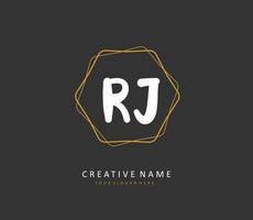 rj eerste brief handschrift en handtekening logo. een concept handschrift eerste logo met sjabloon element. vector