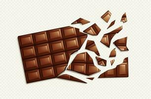 3d gebroken chocola bar Aan wit achtergrond vector