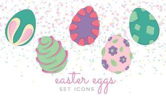 traditioneel gekleurde Pasen eieren pictogrammen reeks vector