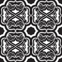 vector naadloze patroon van zwarte geometrische en florale elementen op een witte achtergrond.