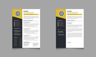 persoonlijk profiel hervat ontwerp sjabloon zwart en geel kleur CV lay-out vector