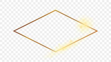 goud gloeiend ruit vorm kader geïsoleerd Aan achtergrond. glimmend kader met gloeiend Effecten. vector illustratie.