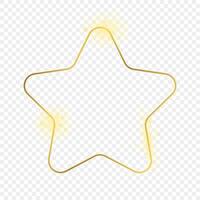 goud gloeiend afgeronde ster vorm kader geïsoleerd Aan achtergrond. glimmend kader met gloeiend Effecten. vector illustratie.