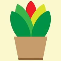 een fabriek pot met huis cactus en rood bloem, cactus plant, interieur planten, rood en groen en geel kleuren, teken en label en banier, geschikt voor bloemen en planten winkel, minimalistische cactus tekening vector