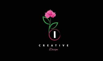 ik brief logo ontwerp icoon met elegant roze water kleur borstel. creatief modieus vector logo ontwerp. eps